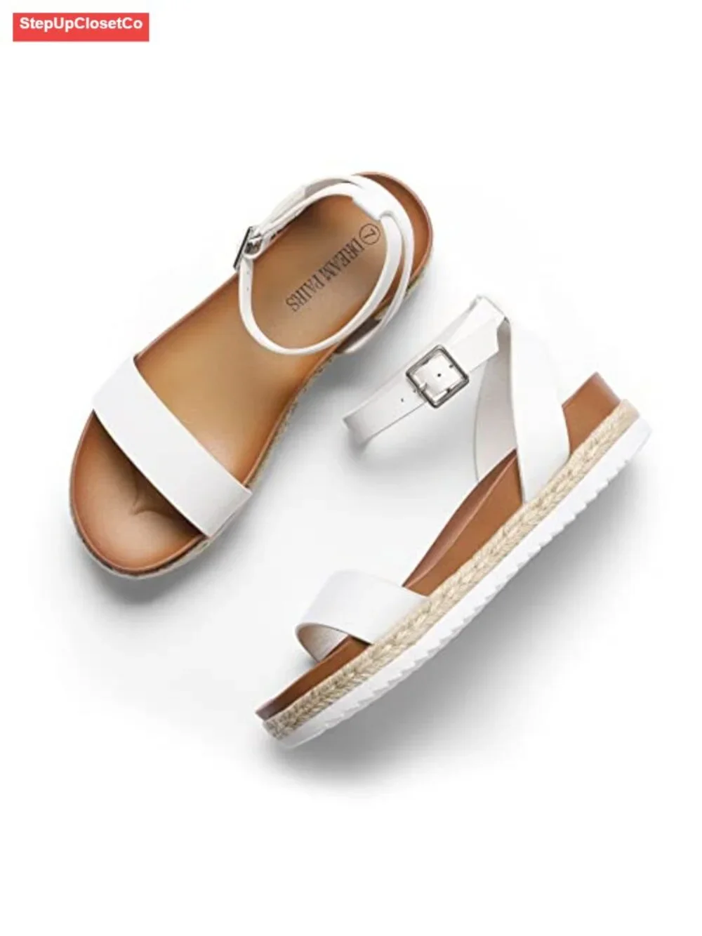 Open Toe Platform Espadrille Wedge Sandals - Comfortable Elastic Ankle Strap